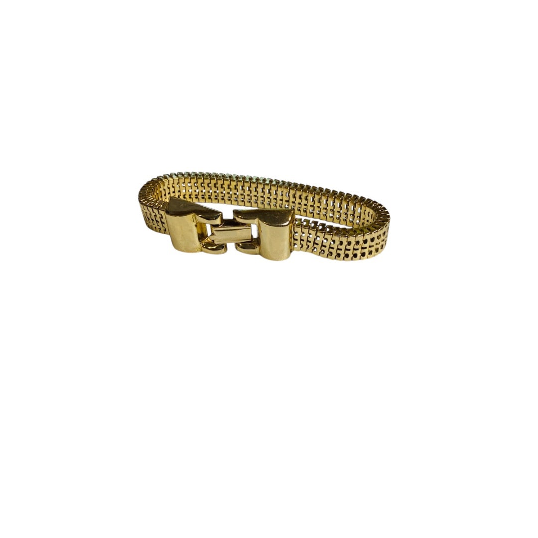 Vintage Goldtone 7 inch Foldover Clasp Bracelet 10mm