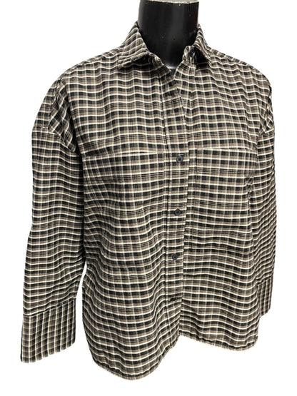 XXS Everlane Button Up Shirt Womens Oversize Collared Plaid Cotton Shirt