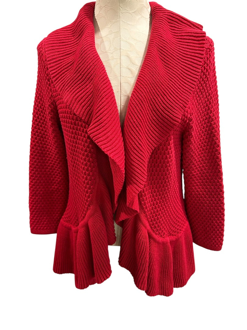 XL Ruby Rd. Womens Red Open Front Cardigan Soft Sweater
