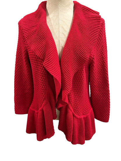 XL Ruby Rd. Womens Red Open Front Cardigan Soft Sweater