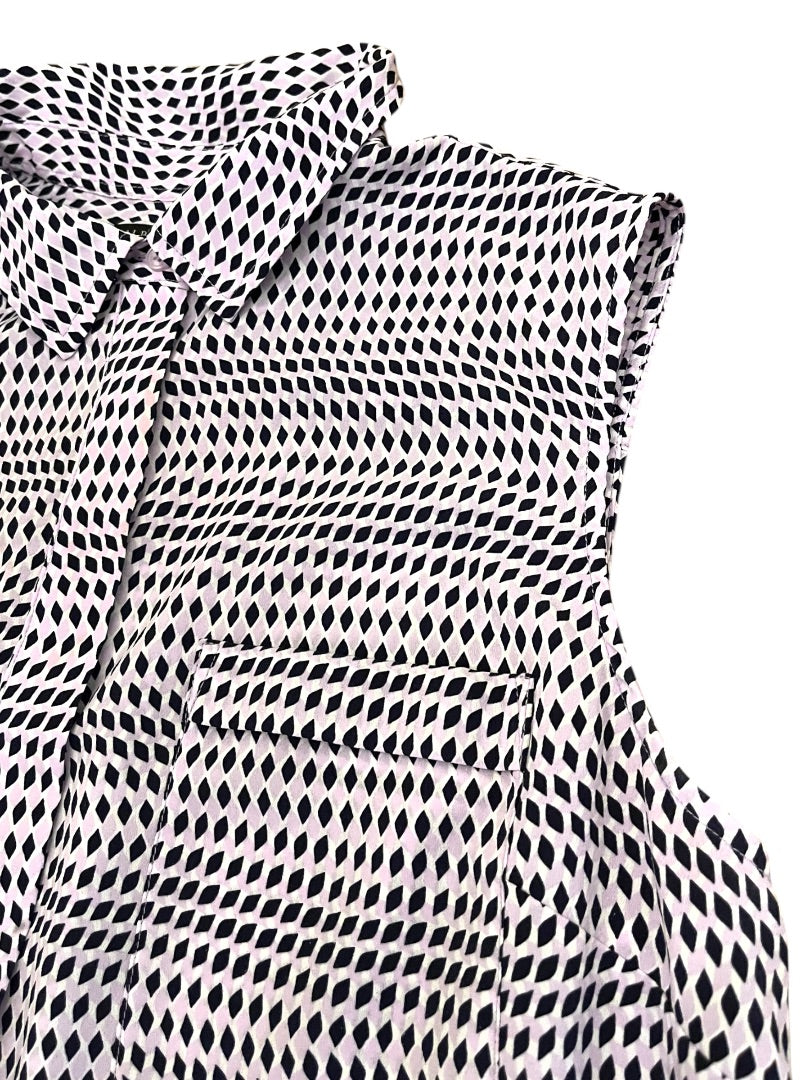 XLP Talbots Petite Button Up Collared Sleeveless Shirt Purple Navy
