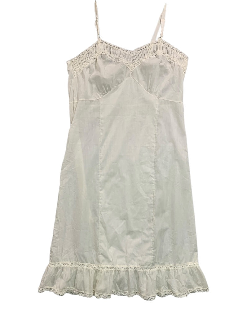 Large Vintage White Nightgown Slip Ruffle Lace Adjustable Strap