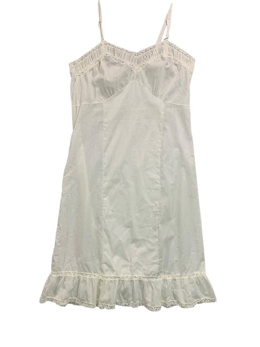 Large Vintage White Nightgown Slip Ruffle Lace Adjustable Strap