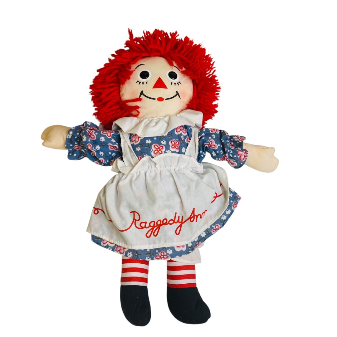 2002 Applause Classic Raggedy Ann Rag Doll 15" Blue Dress Pinafore