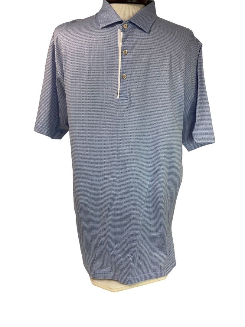 XL Peter Millar Mens Golf Polo Shirt Light Purple Microprint Cotton