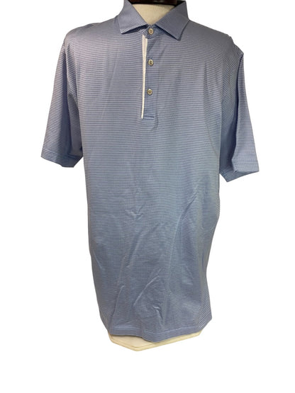 XL Peter Millar Mens Golf Polo Shirt Light Purple Microprint Cotton