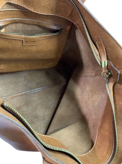 Madewell Brown Leather Transport Tote Shoulder Bag Zip Top Style J1952