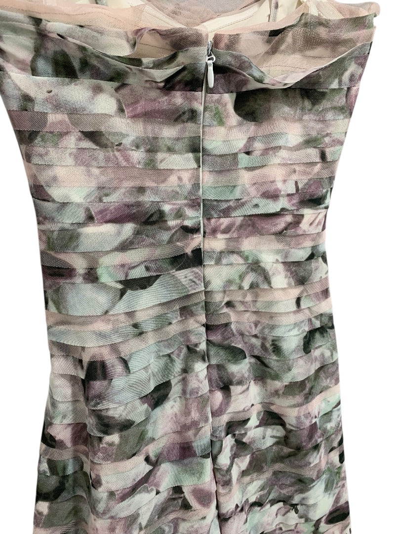 XXS BCBG Max Azria Erika Tulle Tiered Gown Dress Watercolor