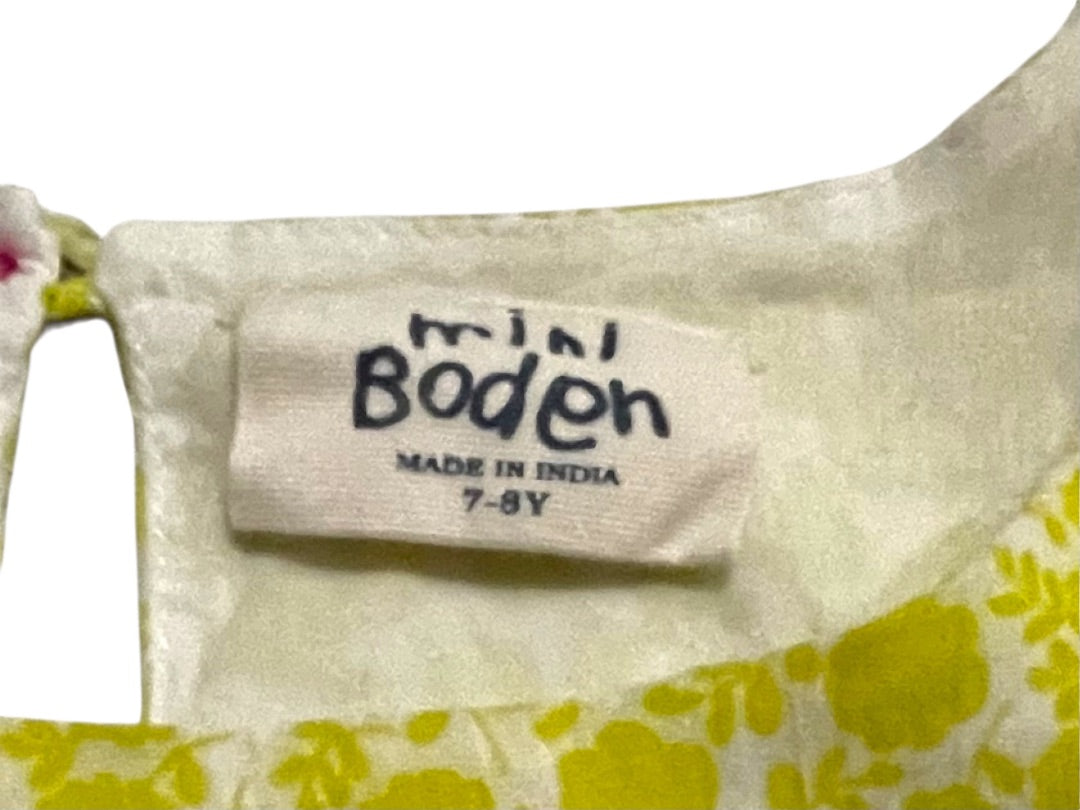 7-8 Years Mini Boden Capsleeve Girls Lined Floral Cotton Dress Gray