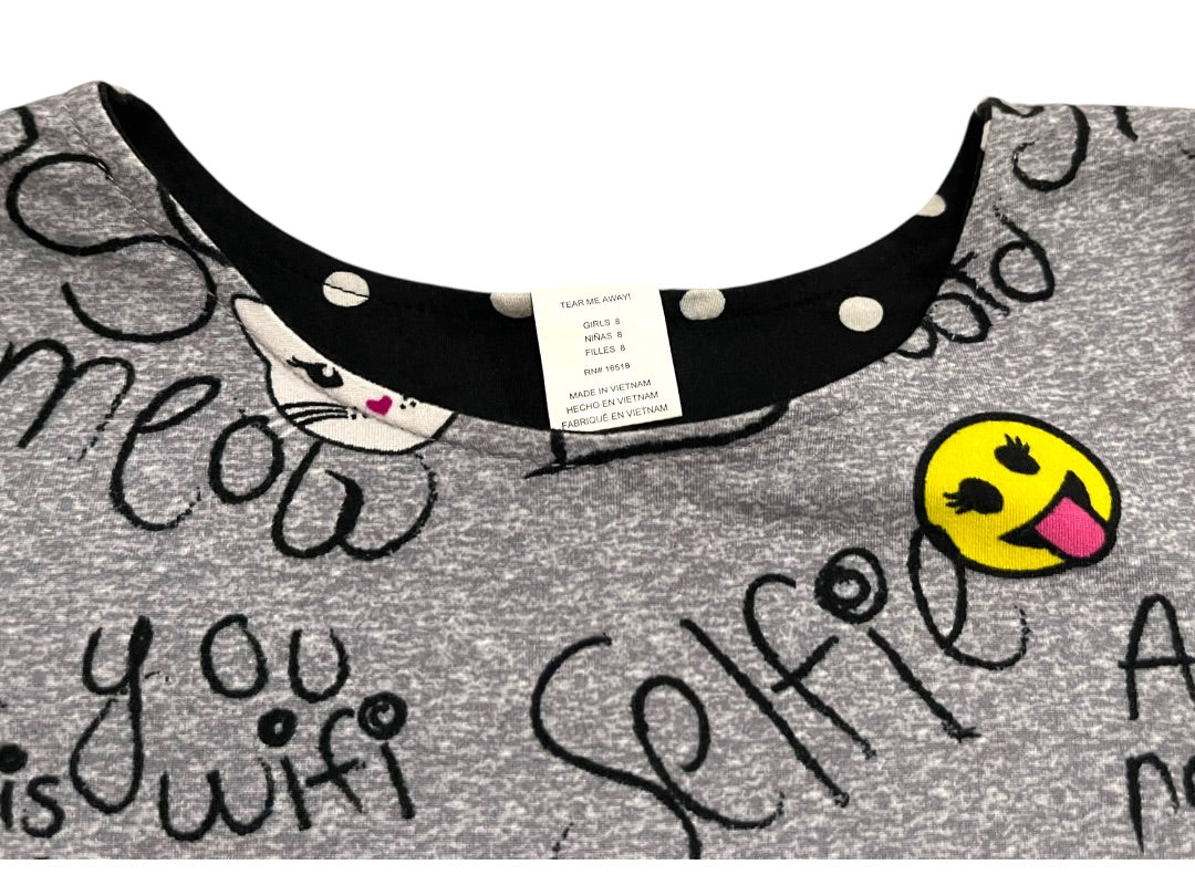 Size 8 Emily West Girls Reversible Tshirt Dress Polka Dot Graphic