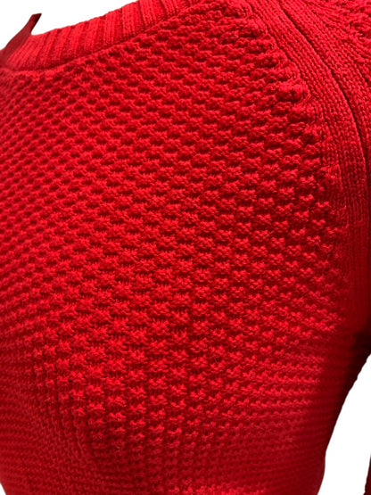 XS Loft Womens Red Sweater Pullover Textured Crew Neck