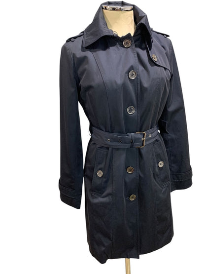 XS Michael Kors Womens Navy Blue Trench Coat with Removable Lining