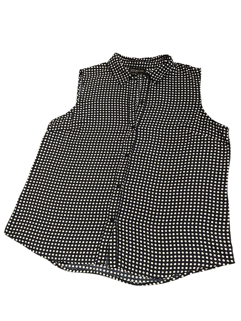 Size 16 Jones New York Womens Button Up Polka Dot Sleeveless Blouse Shirt