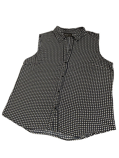 Size 16 Jones New York Womens Button Up Polka Dot Sleeveless Blouse Shirt