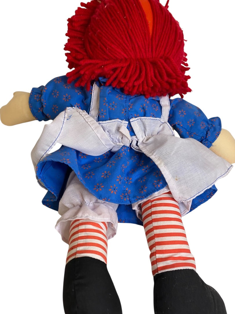 Vintage Raggedy Ann Rag Doll 18" Button Eyes Embroidered Face