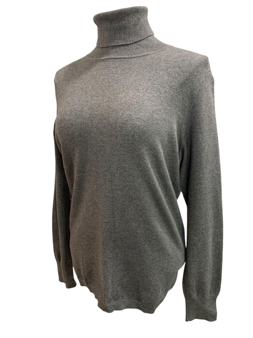 Medium Talbots Womens Gray Turtleneck Sweater Cotton Blend