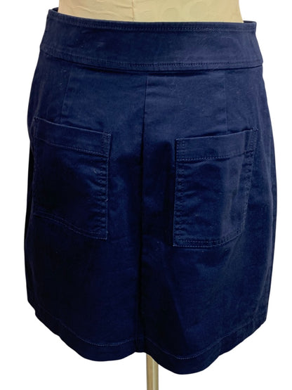 Size 2 Loft Navy Blue Skirt Side Zip Stretch Cotton 18.5" Length