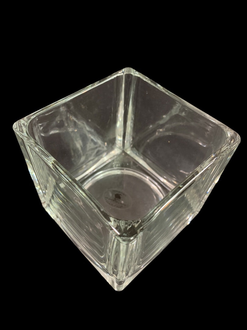 Home & Garden Clear Square Glass Vase Candle Holder 4" Cube