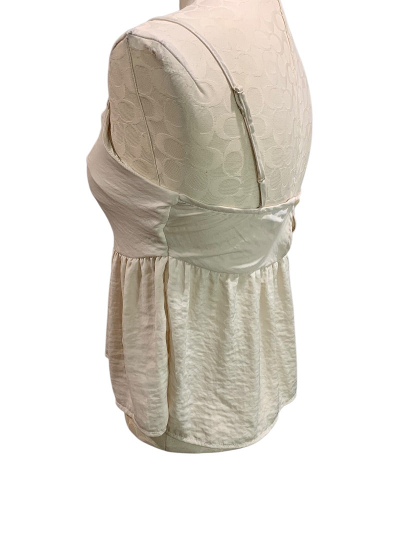 Small American Eagle Tan Shirt Spaghetti Strap Peplum Fitted Bodice