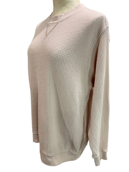 XS Aerie Womens Pink Oversize Thermal Sweatshirt Crewneck Pullover