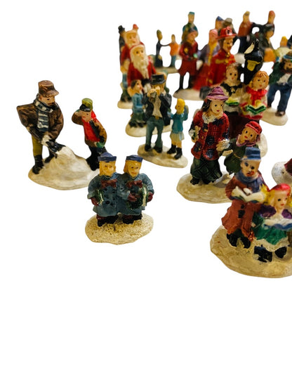Lot of 31 Assorted Resin Christmas Village Figurines 1.25-1.75"