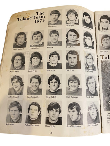 1973 LSU v Tulane Football Program Mike Miley Brad Davis Steve Foley Robiskie