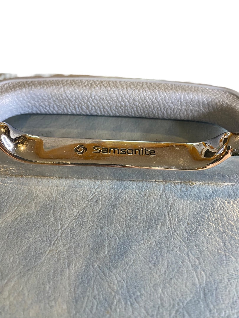 Vintage Samsonite Sky Blue Train Travel Case Mirror Travel Organizer