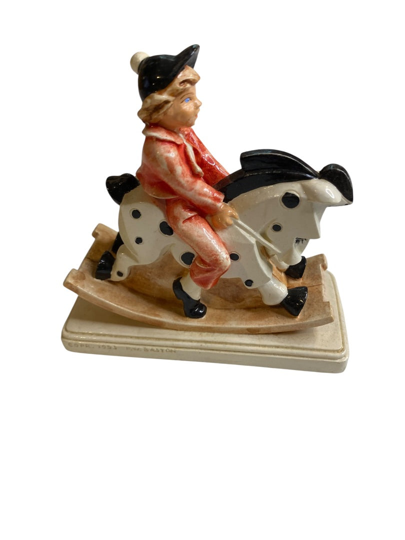 Sebastian Miniatures Figurine Ride to the Hounds Signed 4 Inch Boy Rocking Horse