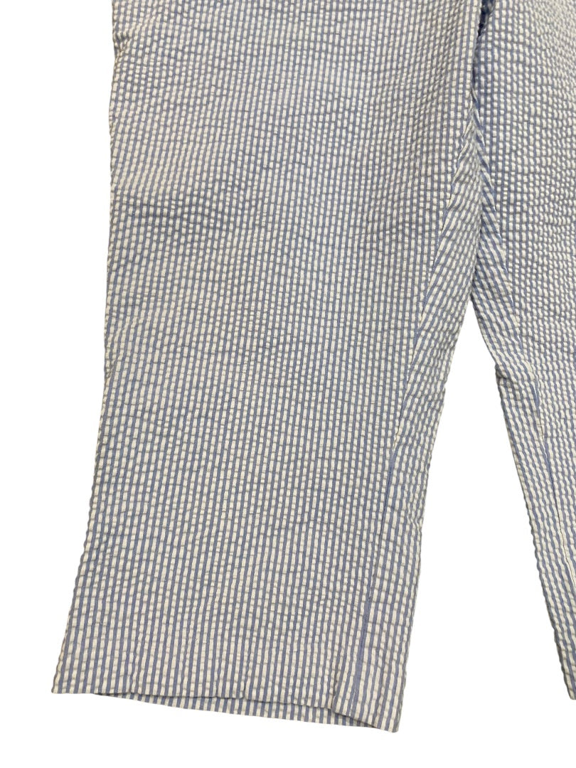 Size 16 Kim Rogers Womens Stretch Seersucker Capri Crop Pants Side Zip
