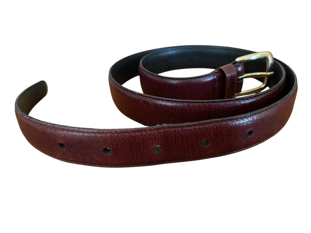 Size 36 Henry Grethel Leather Belt Goldtone Hardware .75" Width Burgundy