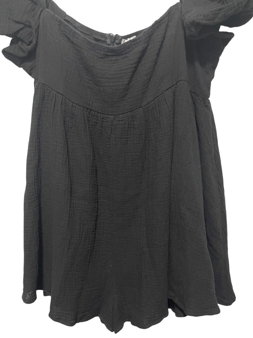 Size 12 Princess Polly 100% Cotton Lorna Romper Black New Off Shoulder