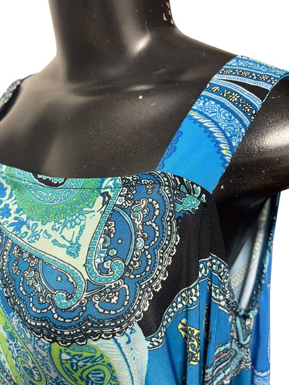 Medium Ariella Floral Cold Shoulder Womens Top Blue Green