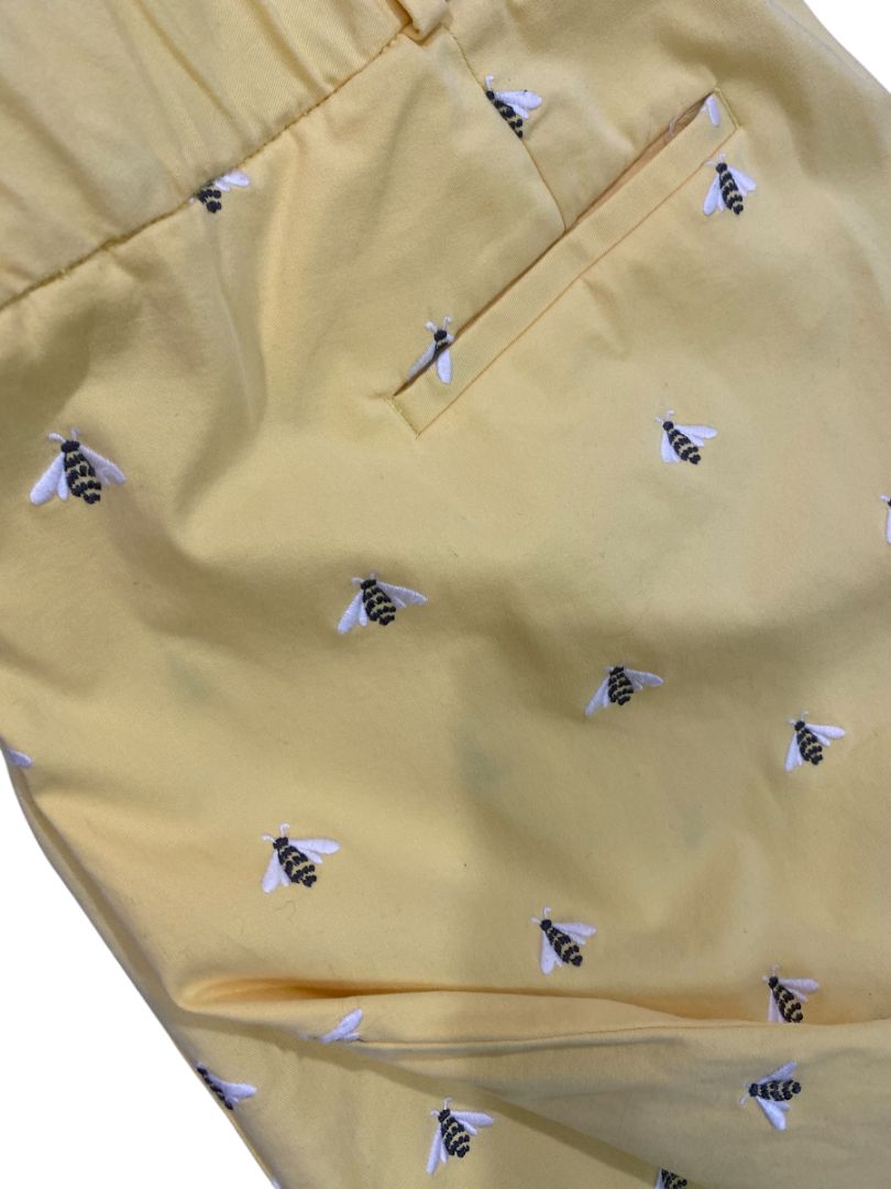 Size 18W Talbots Woman Curvy Yellow Embroidered Bumblebee Chino Pants