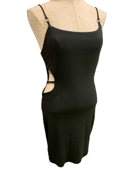 Size Medium 21 Saints New Black Dress Cut Out Sides Fitted Stretch