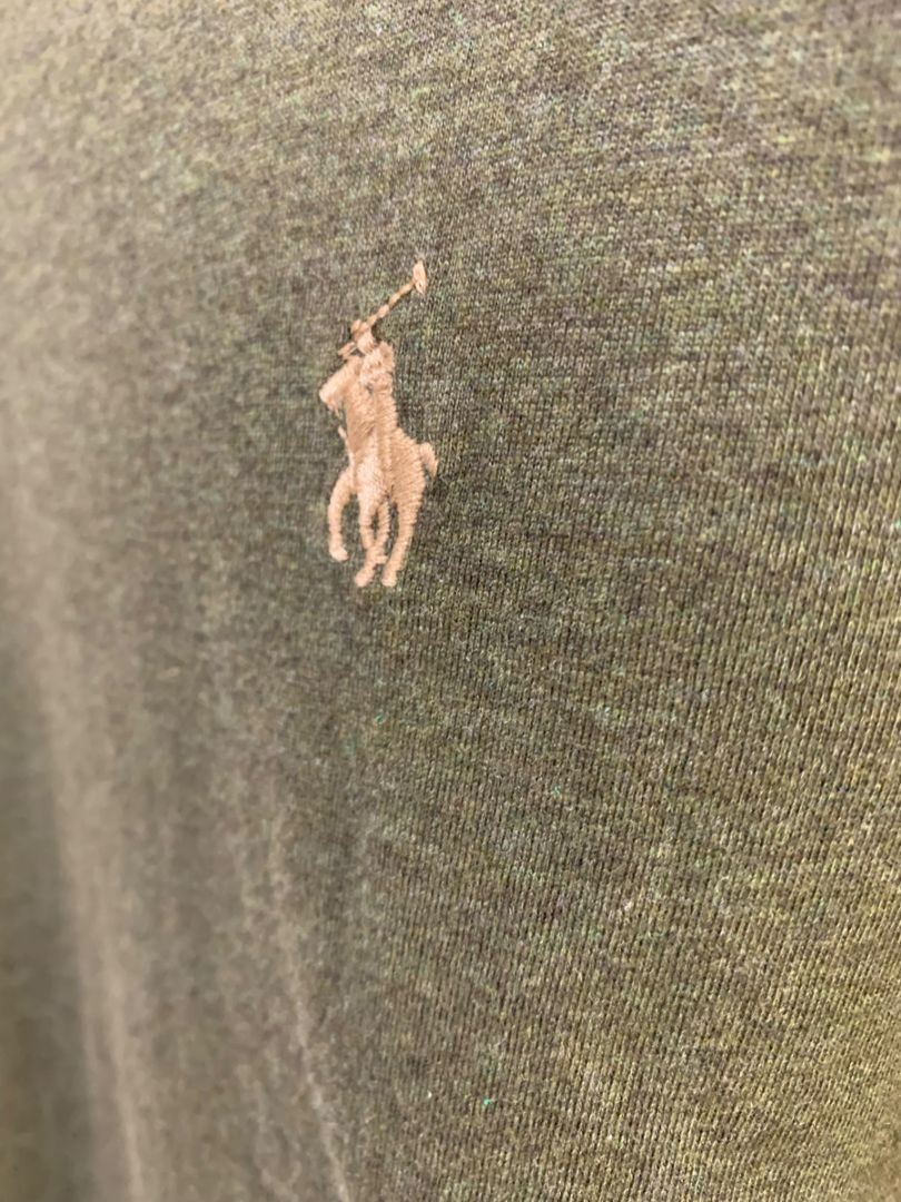 Large Polo Ralph Lauren Classic Fit Olive Green Long Sleeve Tshirt Mens