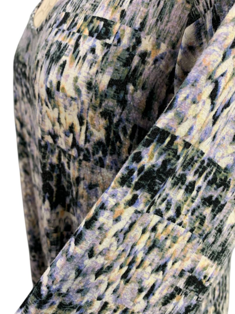 Size 1X Rose & Olive Womens Print Scoop Neck Tunic 3/4 Sleeve