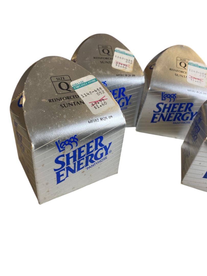 4 Pairs L'eggs Pantyhose Size Q Sheer Energy Regular Suntan 60502 RQS Vintage 1992