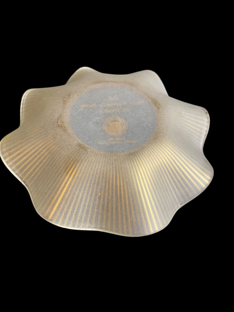 Vintage Glass Ruffle Bowl First National Bank of Jermyn 6.5"