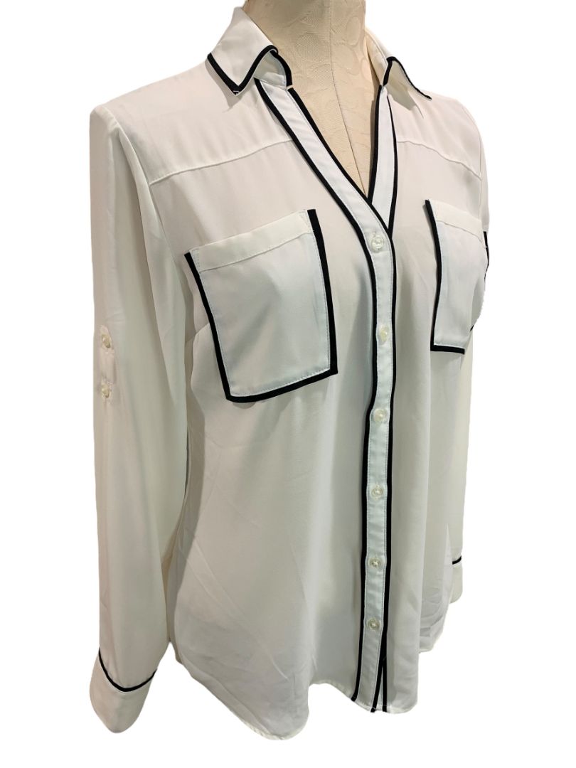 Size Medium Express Womens The Portofino Shirt Sheer Ivory Blouse
