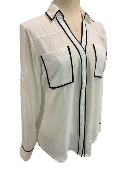 Size Medium Express Womens The Portofino Shirt Sheer Ivory Blouse