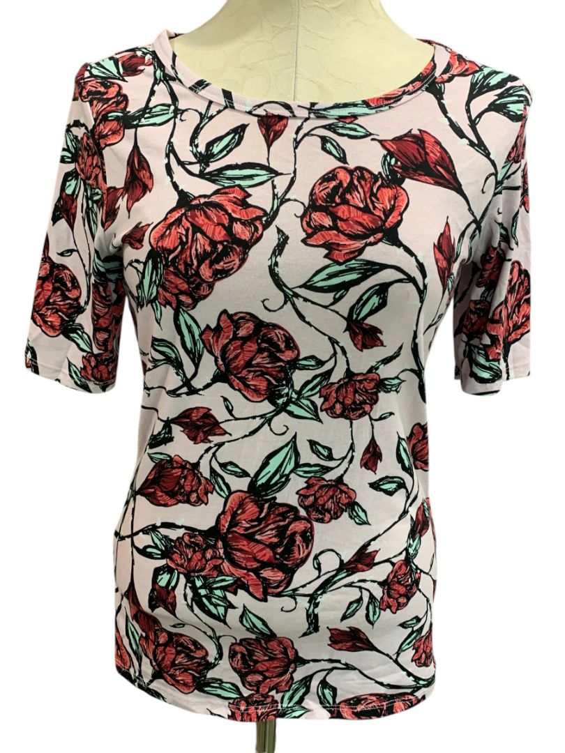 Size Small LulaRoe Womens Rose Print Tshirt Short Sleeve