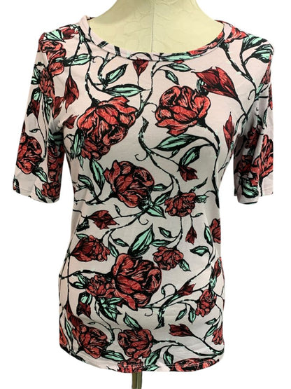 Size Small LulaRoe Womens Rose Print Tshirt Short Sleeve