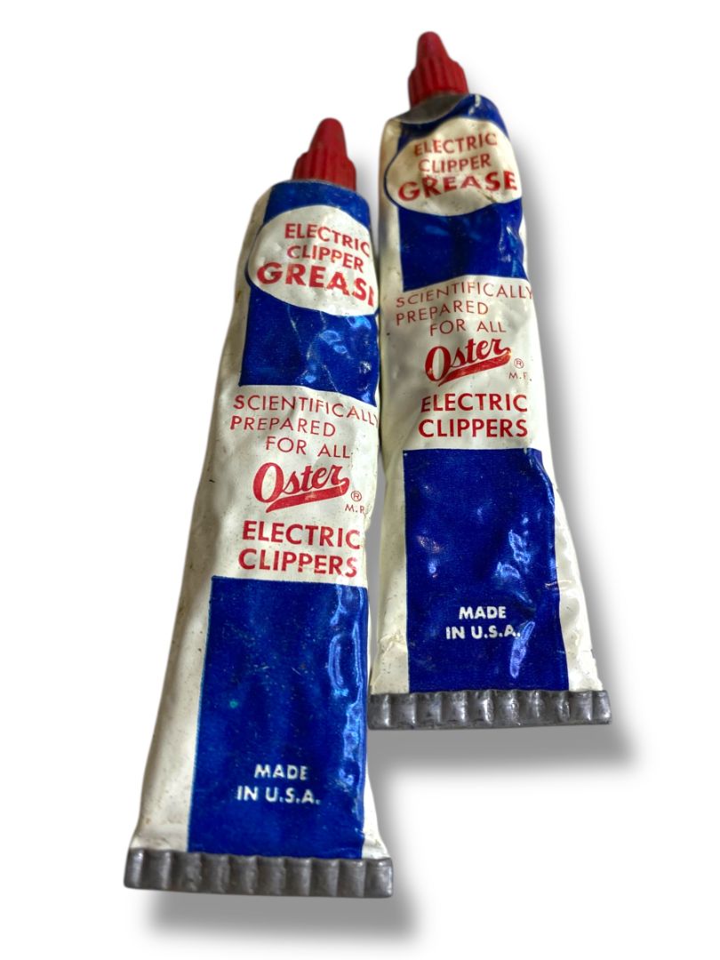 Vintage Oster Set of two Tubes Electric Hair Clipper Grease Lubricant USA