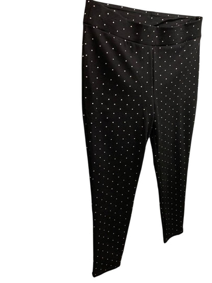 Size 2X Philosophy Womens New Ponte Knit Leggings Black Silver Dots