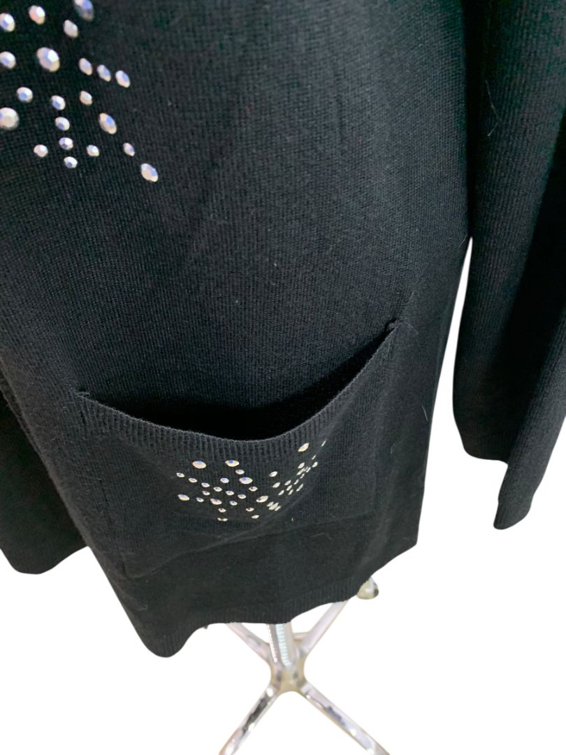 Size XL Seven Manor Womens New Black Embellished Cardigan Sweater Holiday
