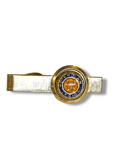 Vintage American Legion Tie Clip Bar Silvertone and Goldtone 1.5"