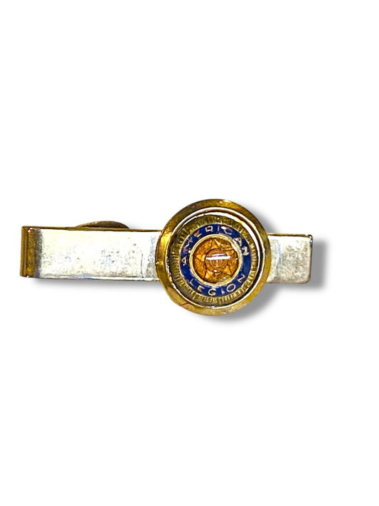 Vintage American Legion Tie Clip Bar Silvertone and Goldtone 1.5"