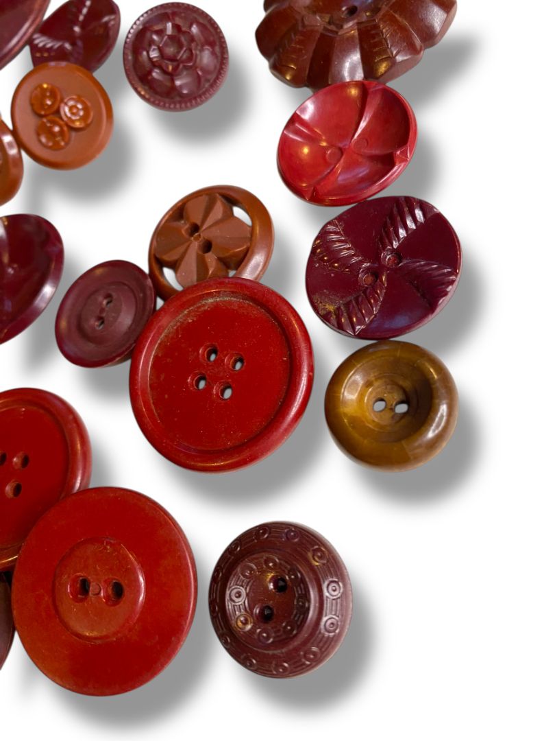 Lot of 36 Midcentury Buttons Assorted Burgundy Brown Styles Craft Sew