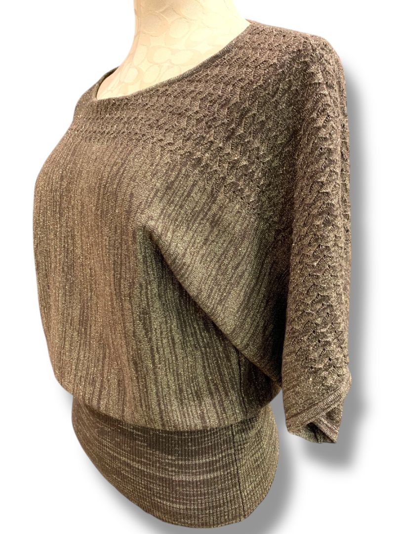 Size Medium United States Sweaters Metallic Womens Sparkle Banded Waist