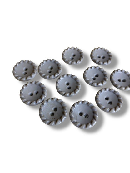 Set of 11 Midcentury Gray Plastic Buttons Twist Border Craft Sew .8" Diameter